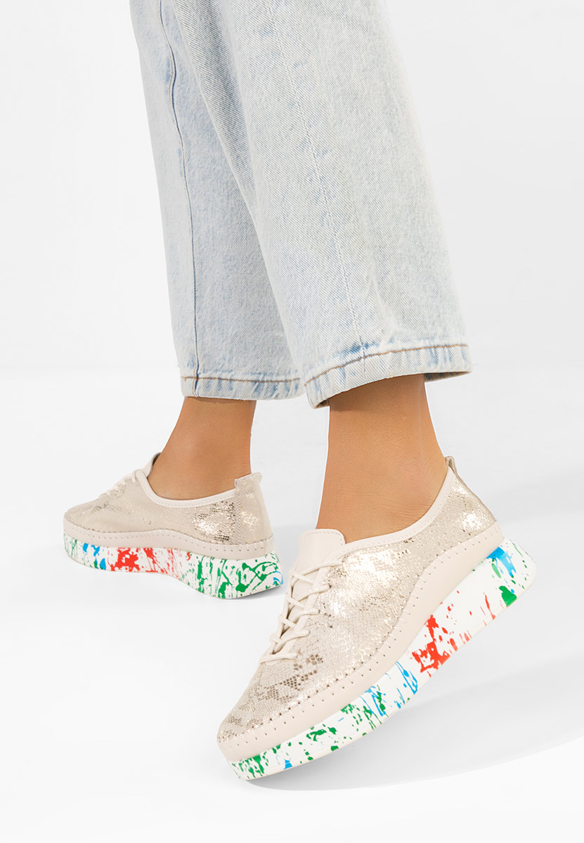 Zlaté kožené dámské sneakersy Marinia