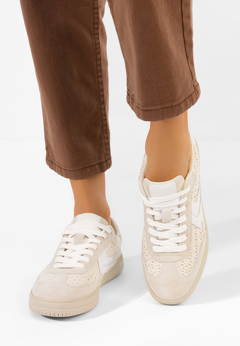 Levně Camelové kožené dámské sneakersy Somia