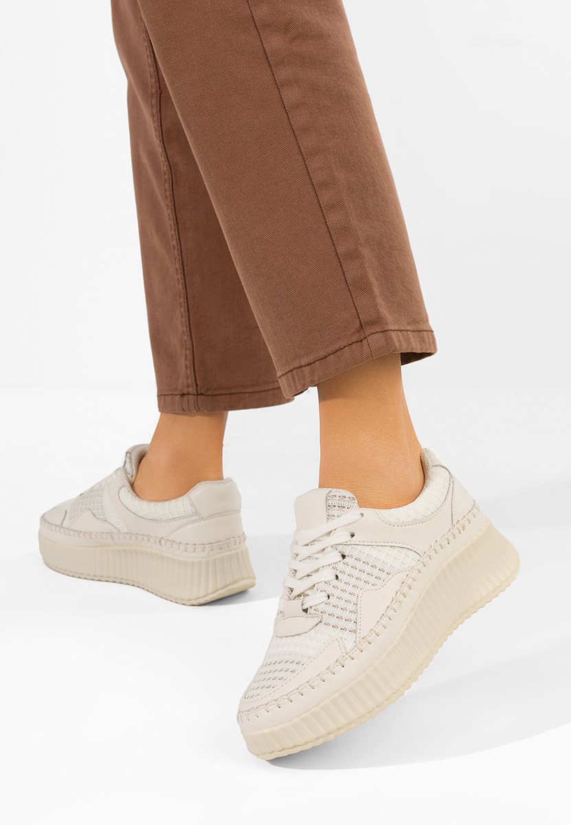 Béžové kožené dámské sneakersy Versala