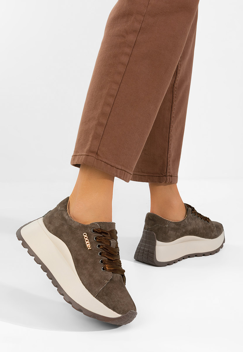 Hnedé kožené dámské sneakersy Gonelia V2