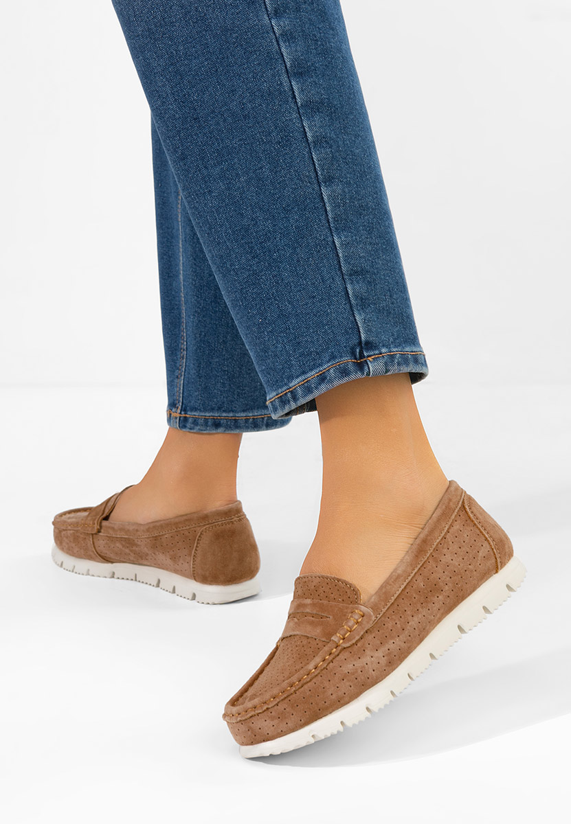 Hnedé dámské kožené mokasíny Valerimia