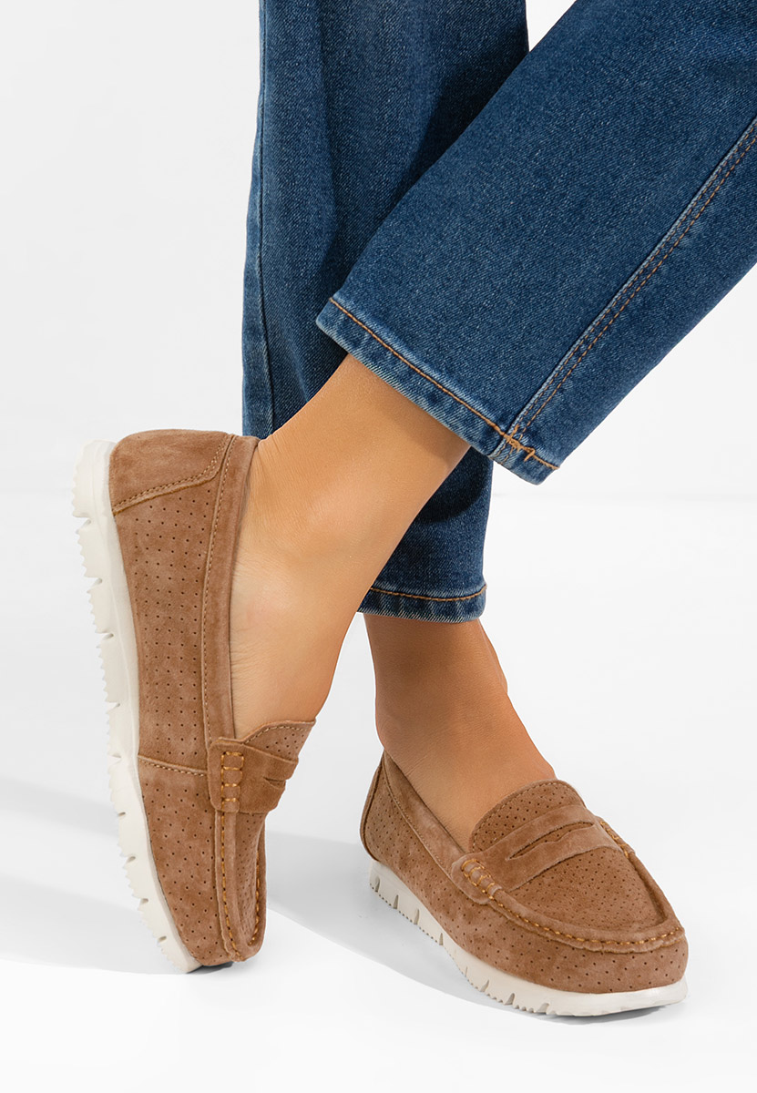 Hnedé dámské kožené mokasíny Valerimia