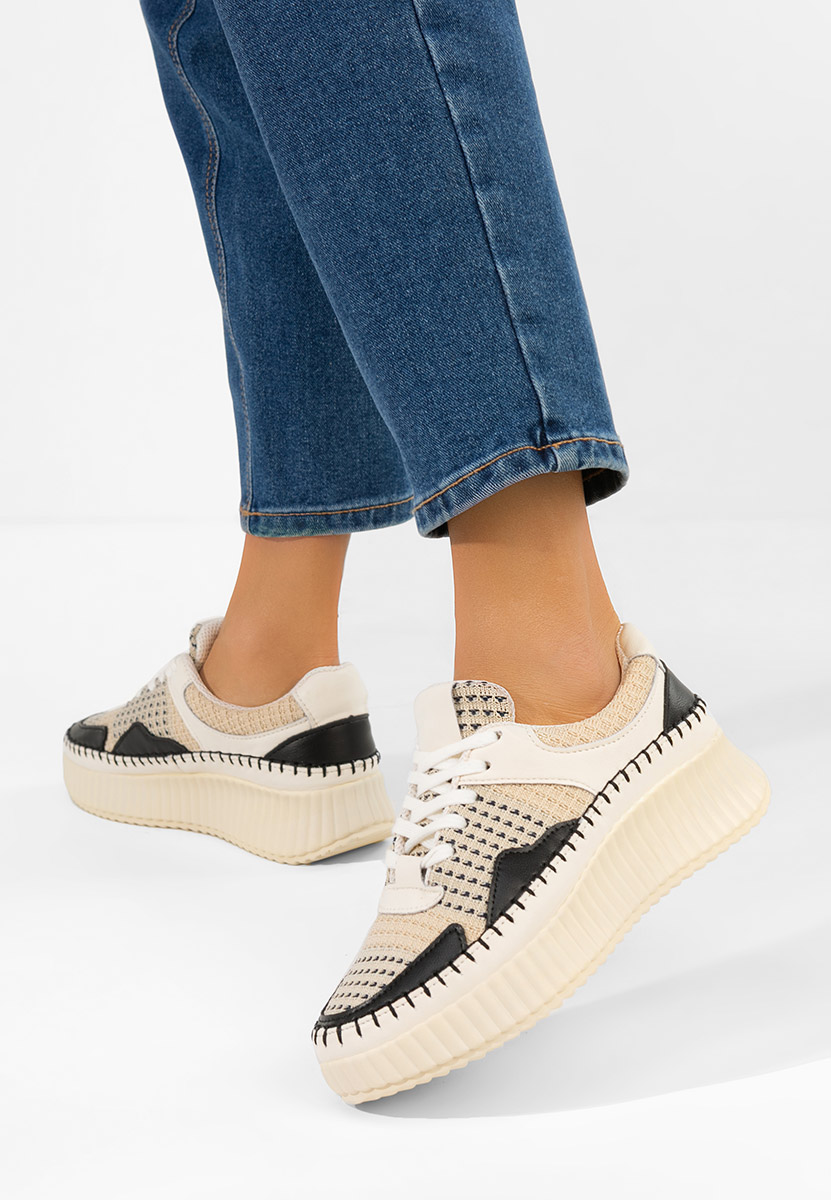 Béžové kožené dámské sneakersy Versala V2