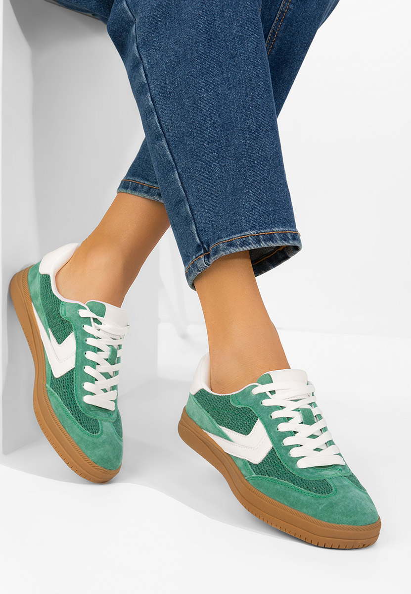 Levně Zelené kožené dámské sneakersy Somia