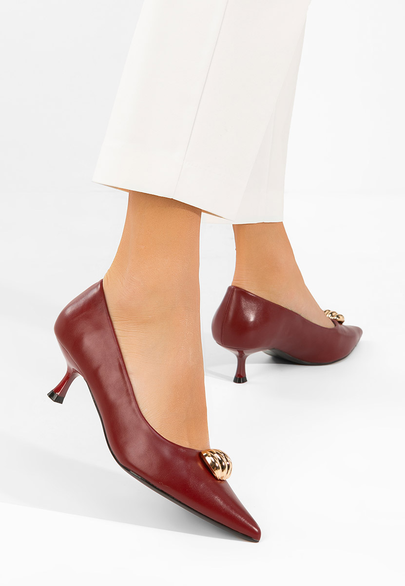 Bordové lodičky na nízkém podpatku Ruxanda