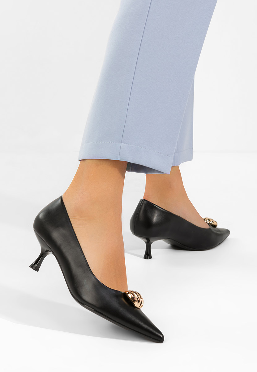 Černé lodičky na nízkém podpatku Ruxanda