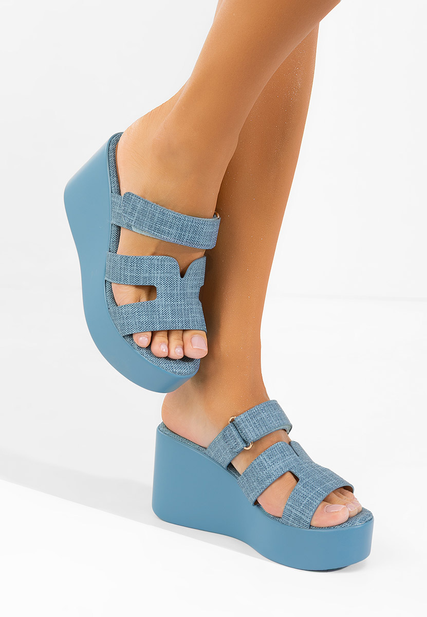 Denim pantofle na platformě Anaila