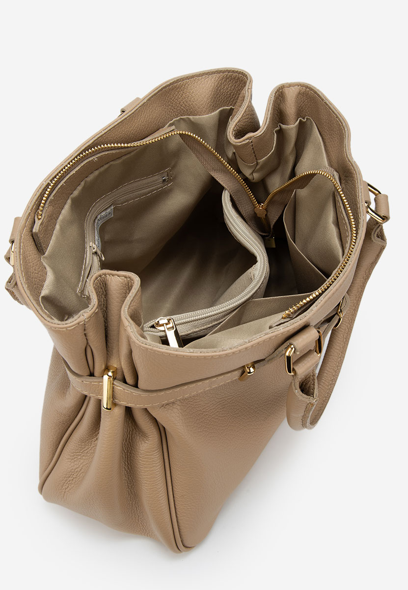 Béžové kabelka z pravé kůže Ruxandra V2