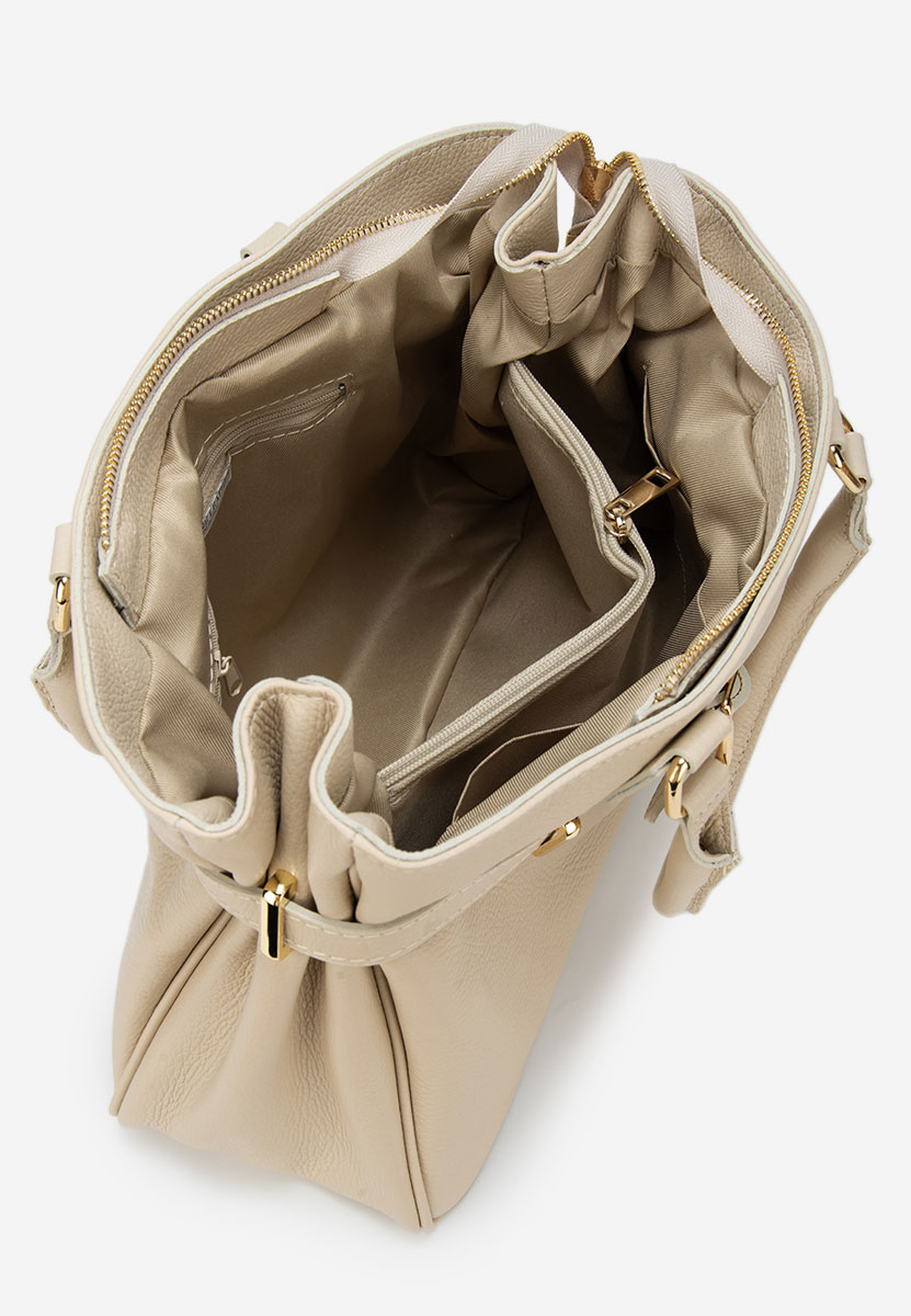 Béžové kabelka z pravé kůže Ruxandra