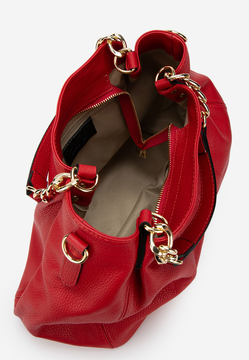 Červená kabelka z pravé kůže Kiaya