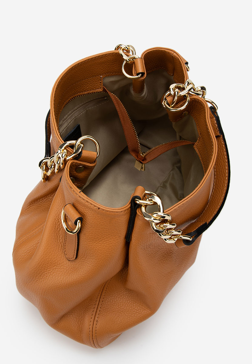 Camelové kabelka z pravé kůže Kiaya