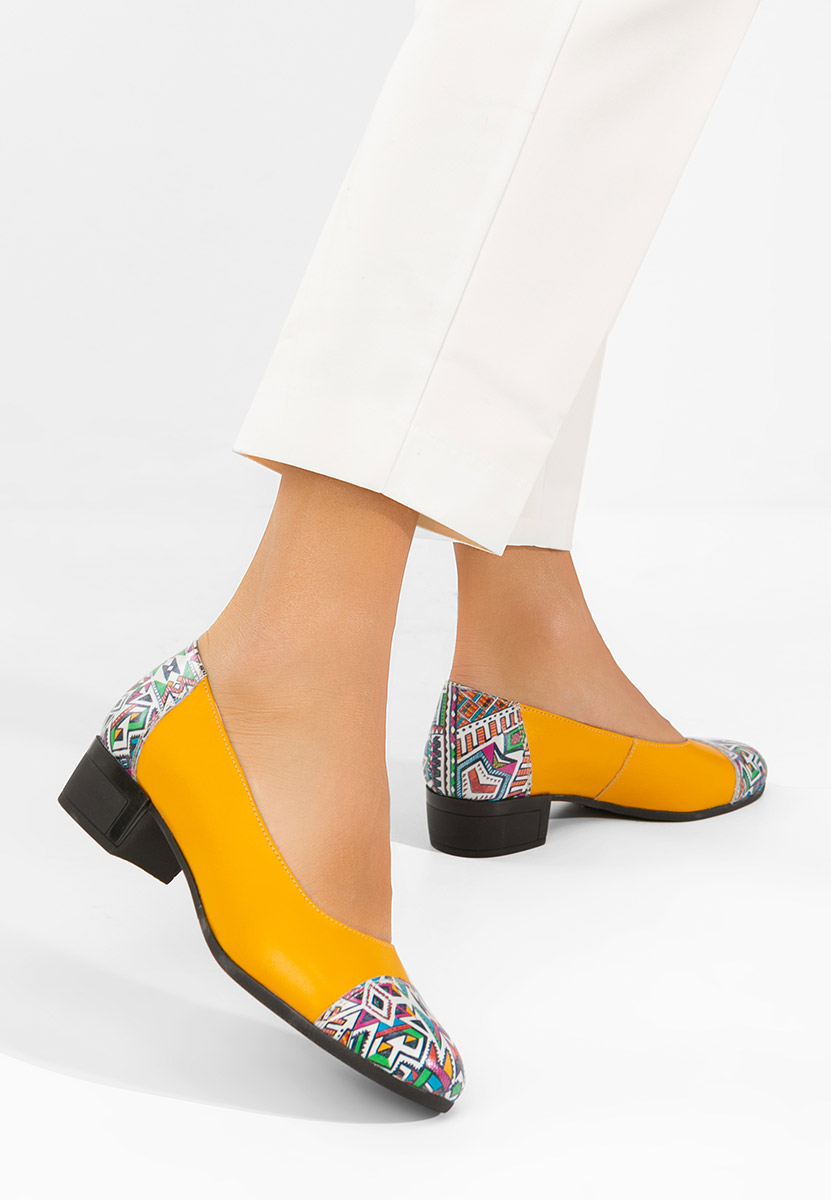 Žlutá kožené lodičky Selinna