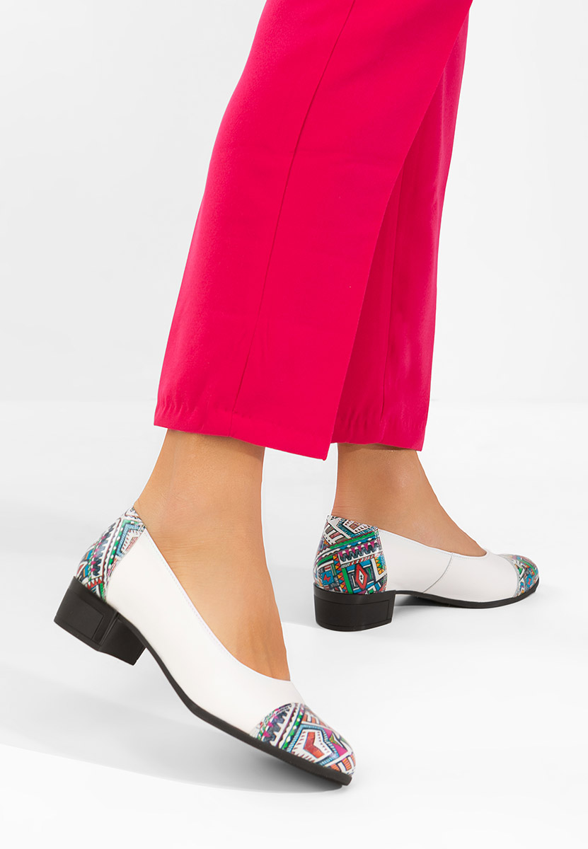 Bílé kožené lodičky Selinna