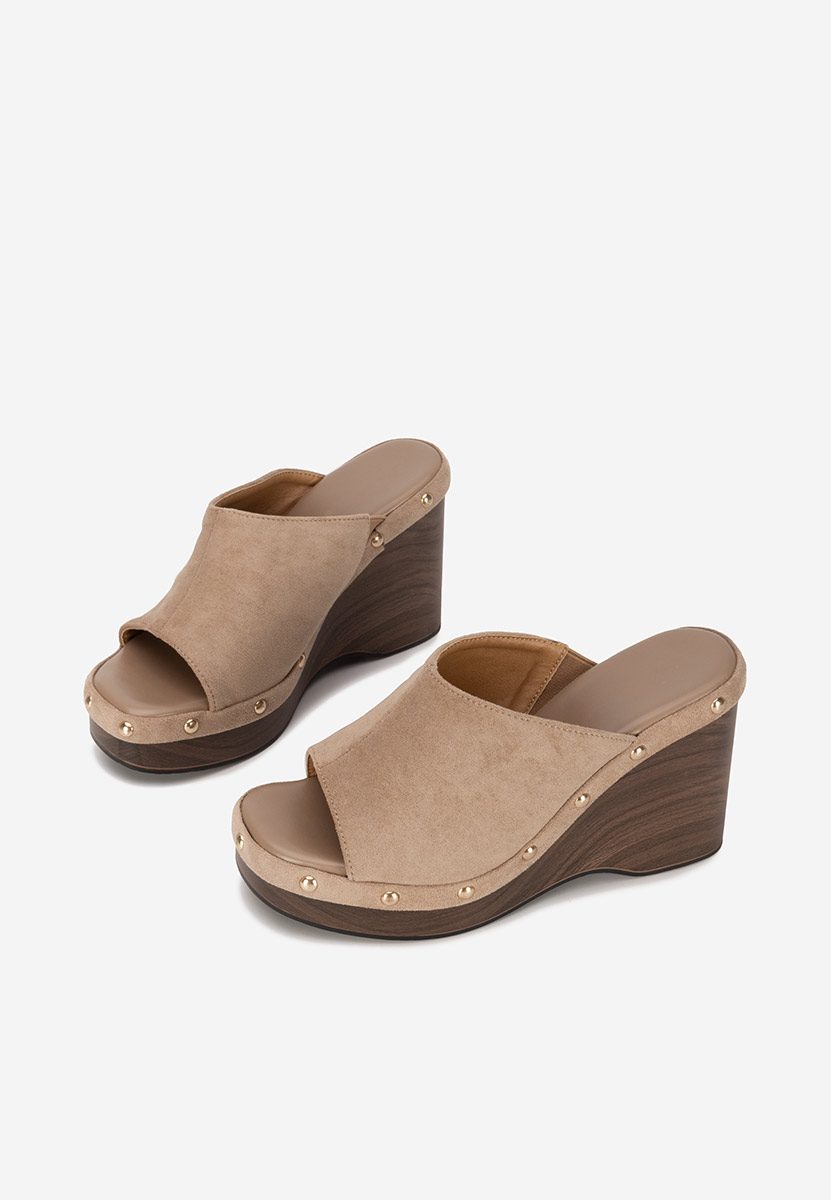 Khaki pantofle na platformě Jazminia