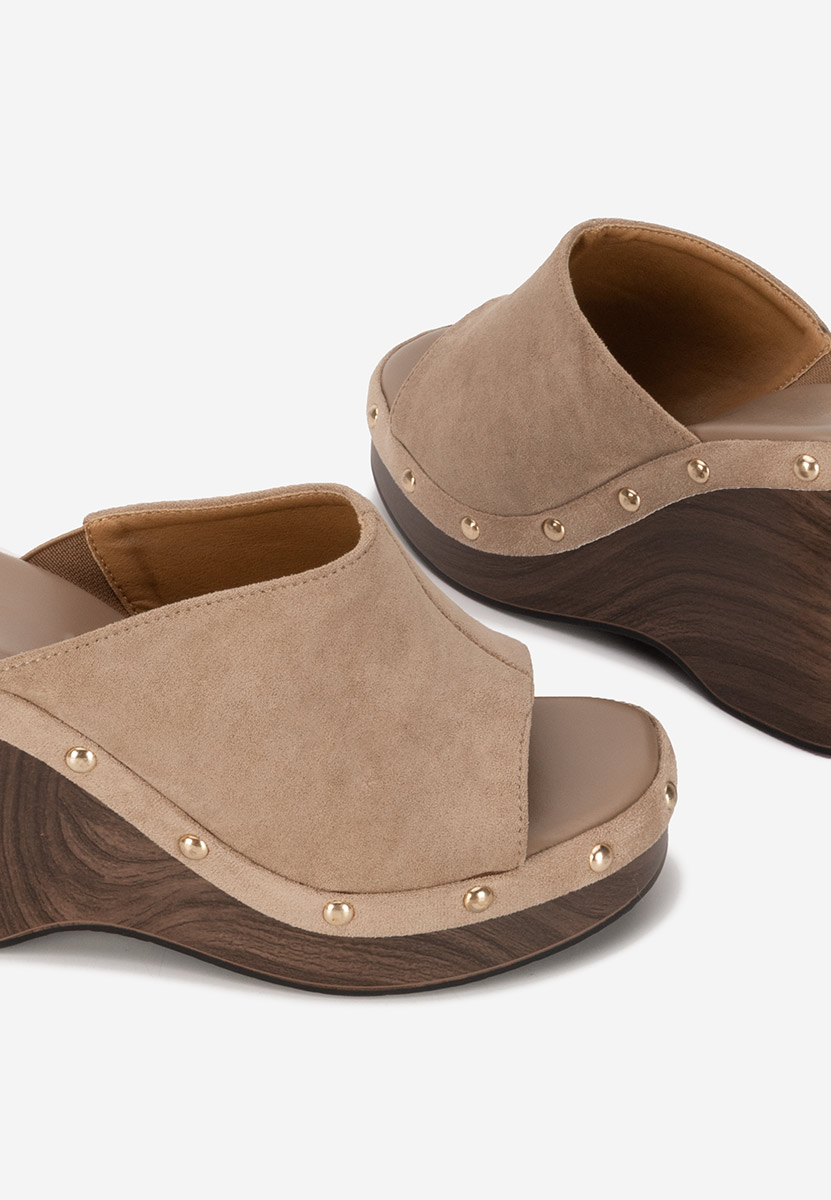 Khaki pantofle na platformě Jazminia
