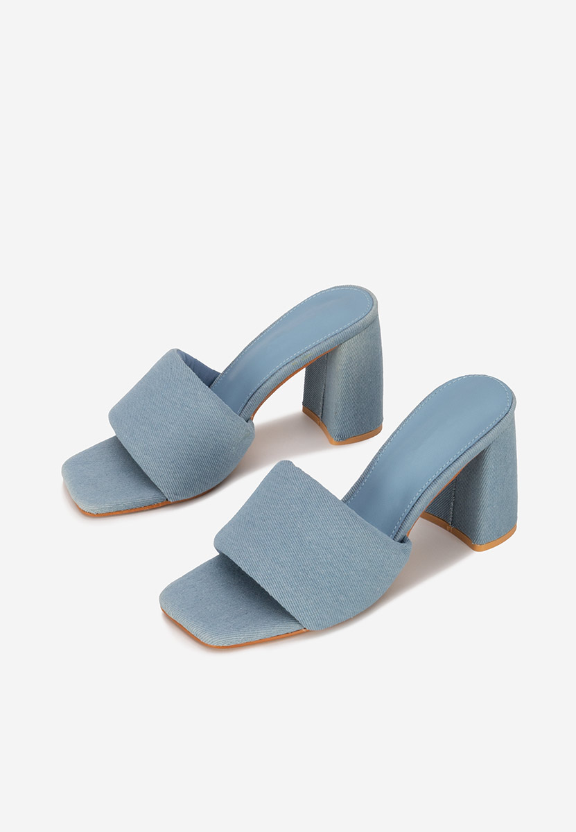 Denim pantofle na podpatku Miralys