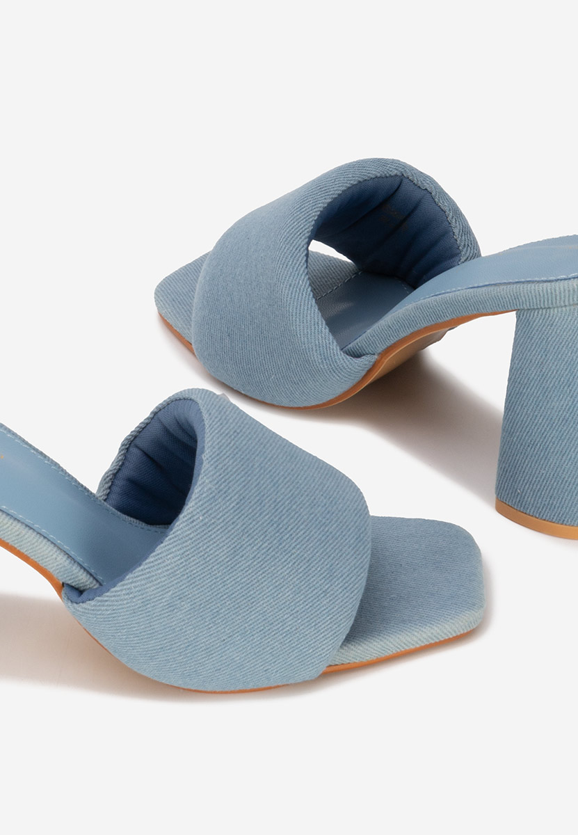 Denim pantofle na podpatku Miralys