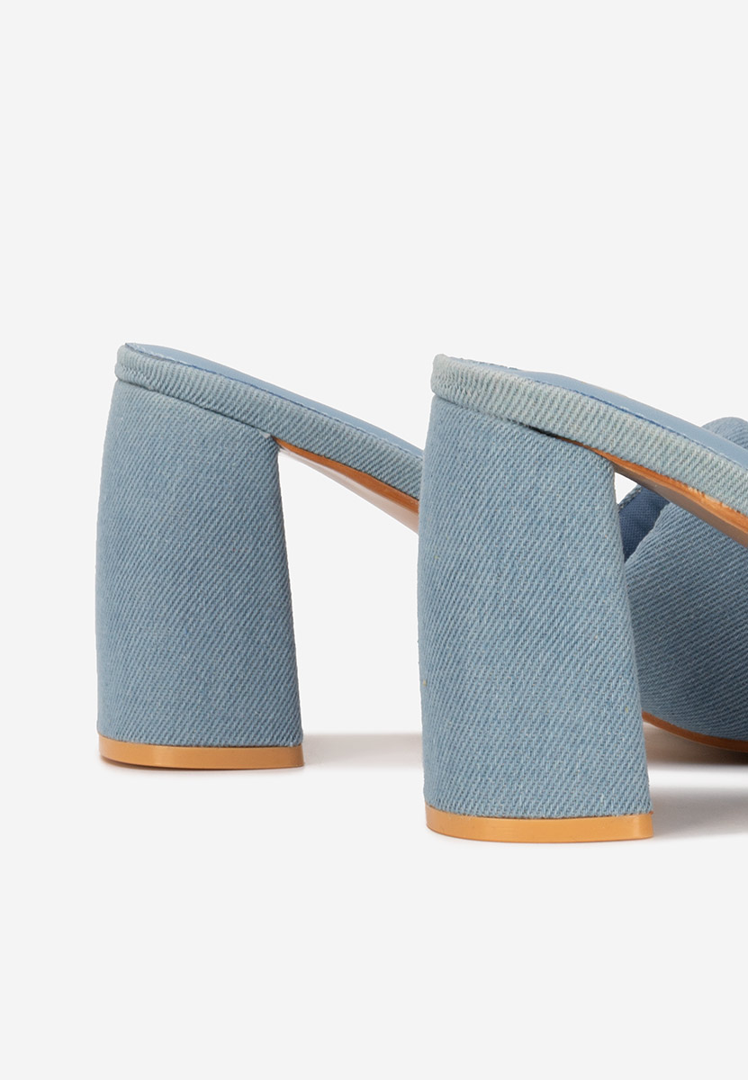 Denim pantofle na podpatku Miralys