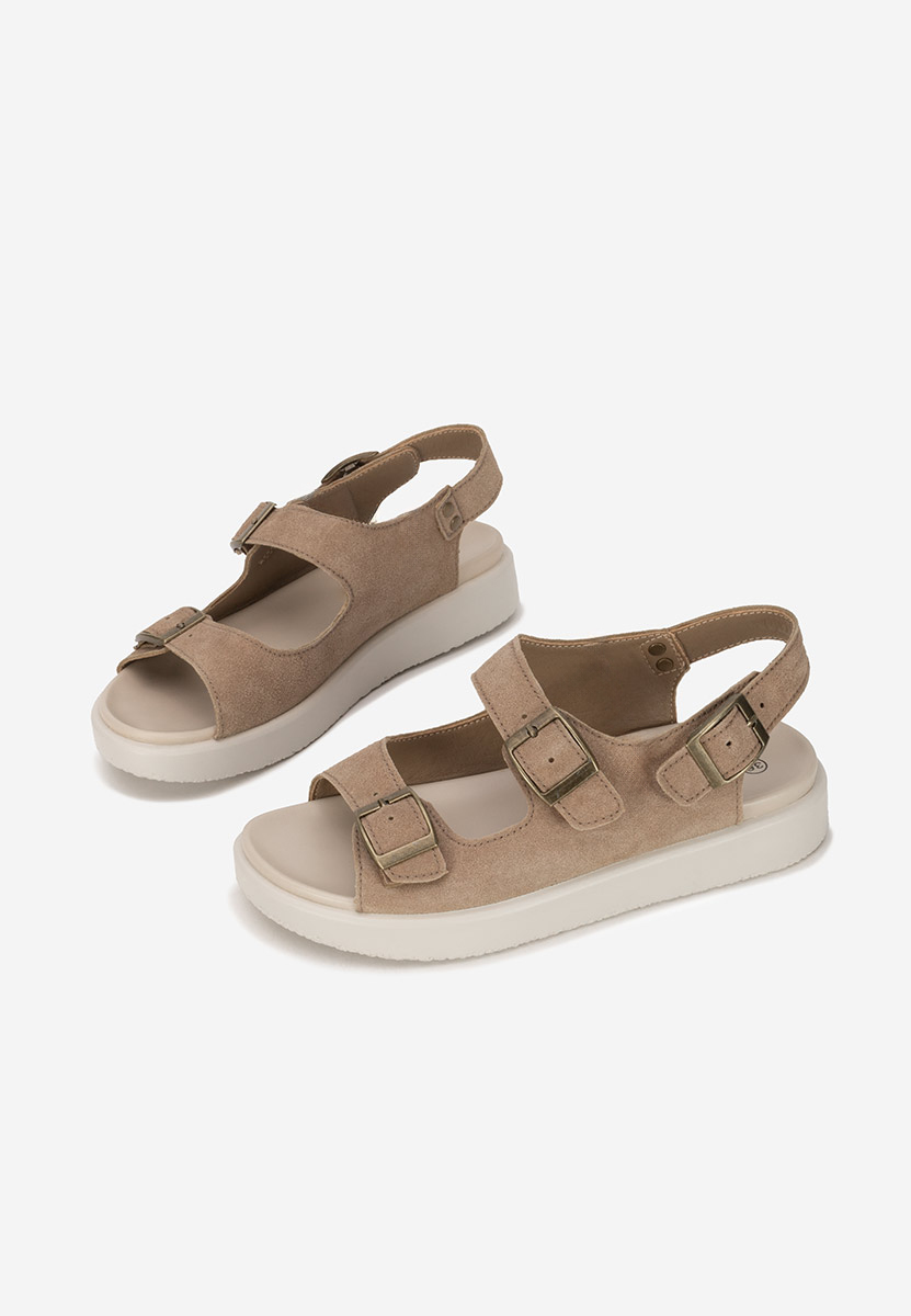 Khaki kožené sandály Herea