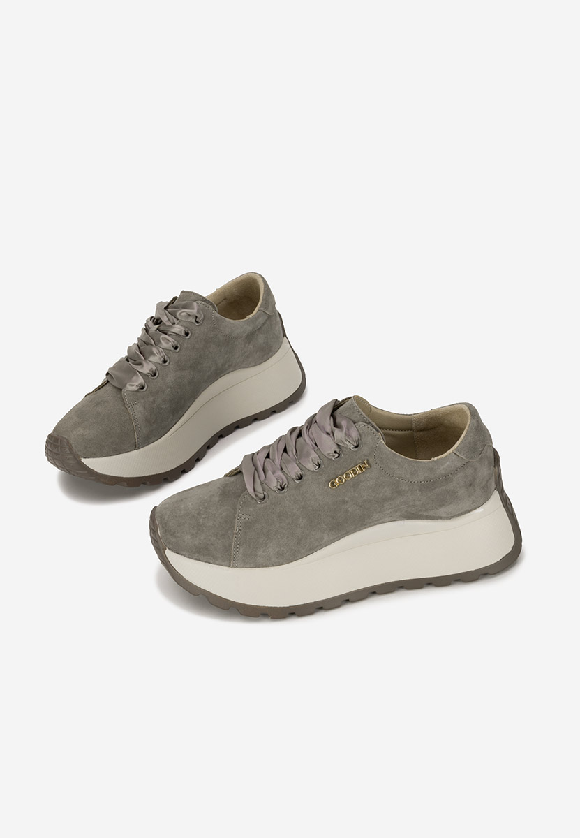 Khaki kožené dámské sneakersy Gonelia