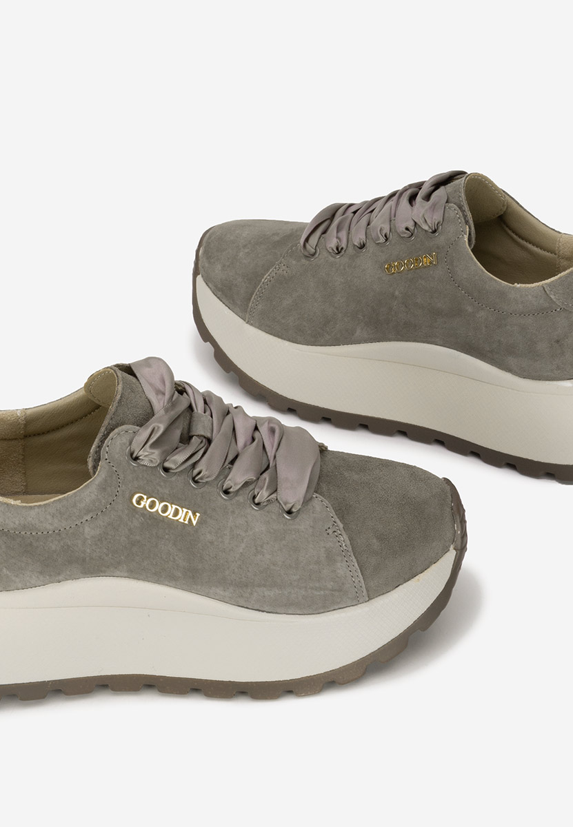Khaki kožené dámské sneakersy Gonelia