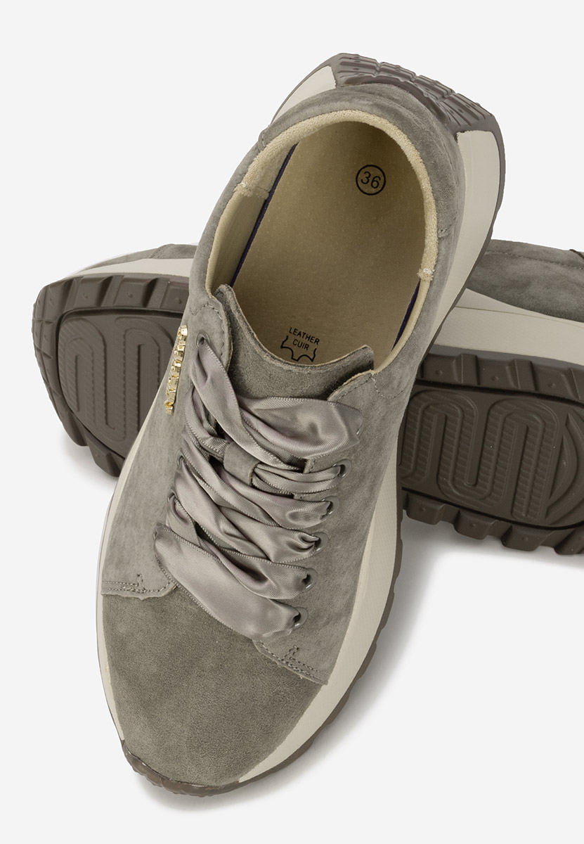 Khaki kožené dámské sneakersy Gonelia