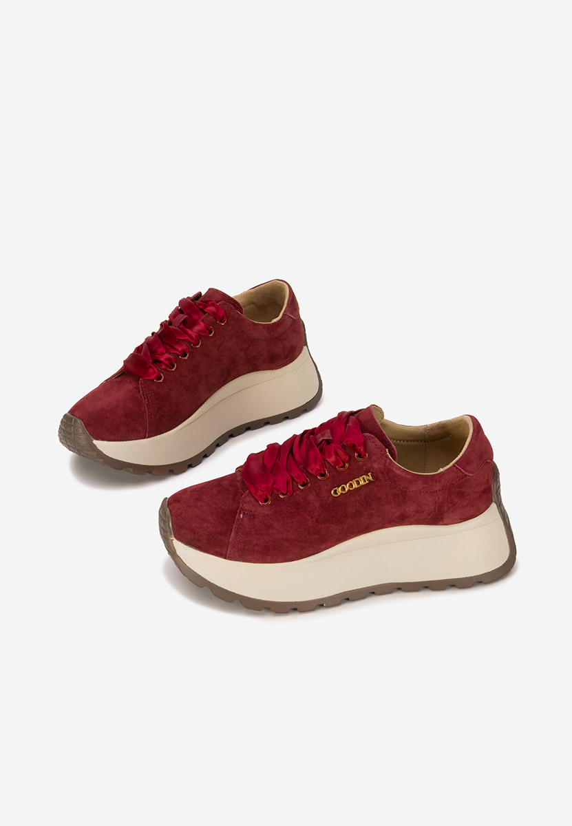 Bordové kožené dámské sneakersy Gonelia