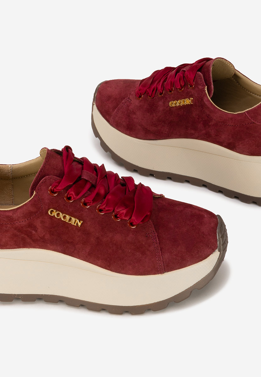 Bordové kožené dámské sneakersy Gonelia