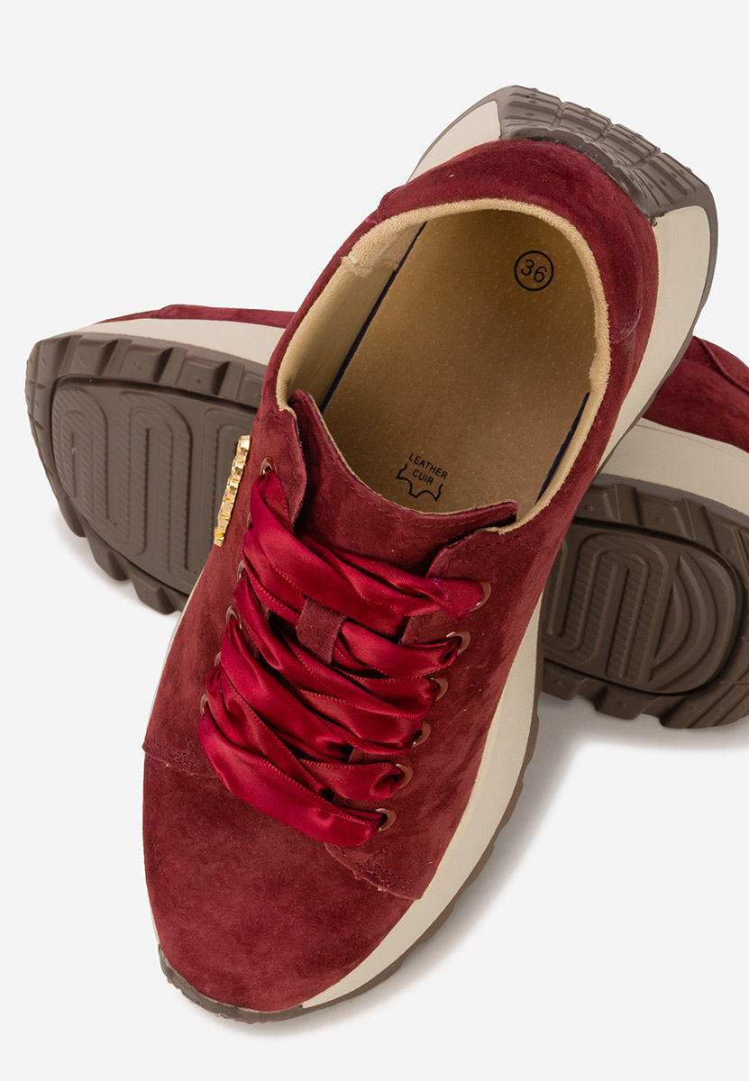 Bordové kožené dámské sneakersy Gonelia
