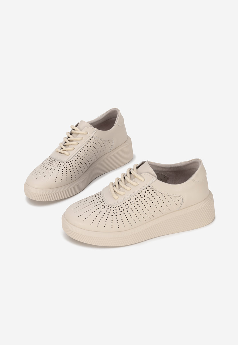Béžové kožené dámské sneakersy Oleiana