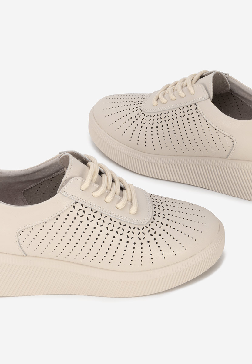 Béžové kožené dámské sneakersy Oleiana