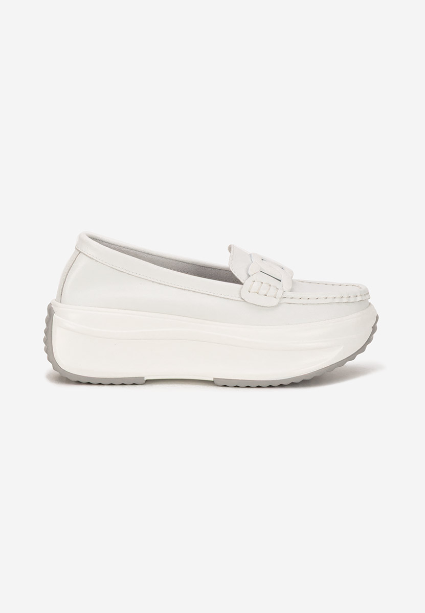 Bílé dámské kožené mokasíny Mivea