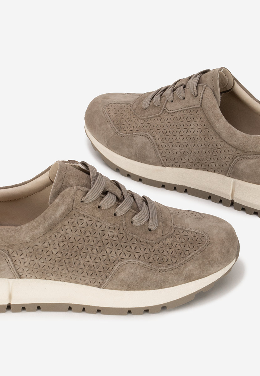 Khaki kožené dámské sneakersy Alanea