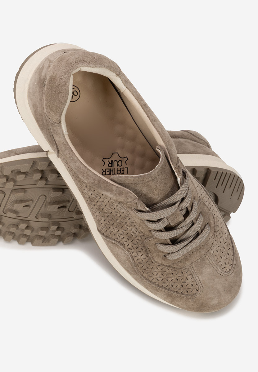 Khaki kožené dámské sneakersy Alanea