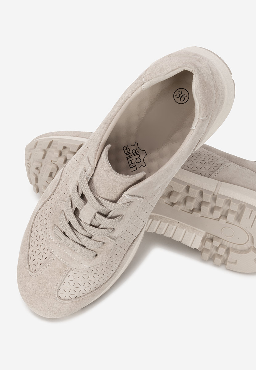 Béžové kožené dámské sneakersy Alanea