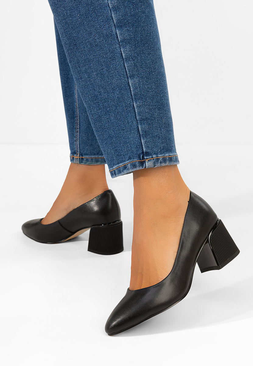 Černé kožené lodičky Olyena
