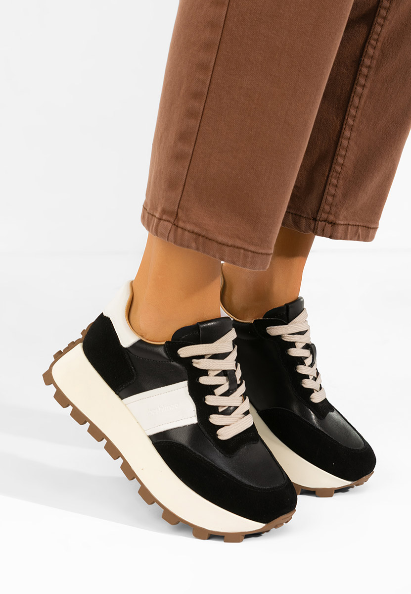 Černé kožené dámské sneakersy Estellia