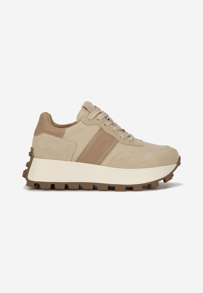 Béžové kožené dámské sneakersy Estellia