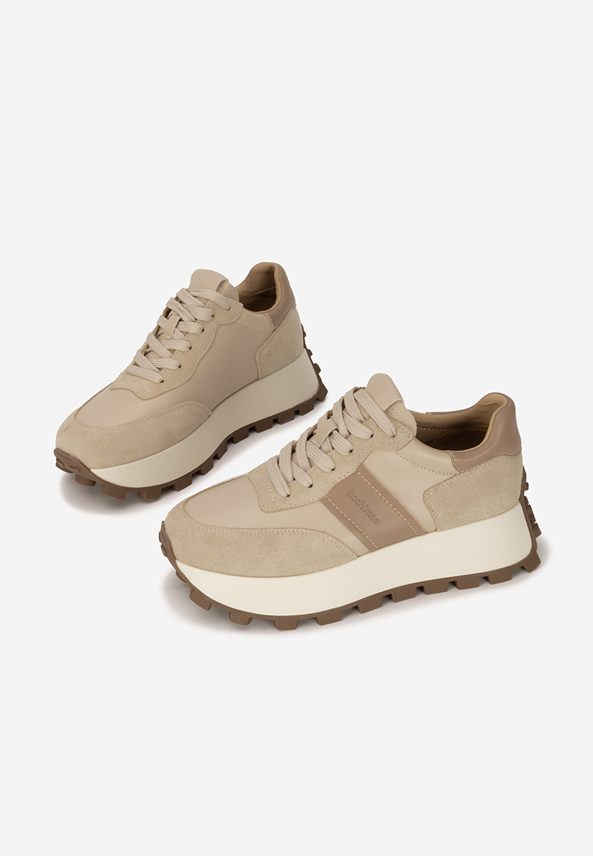 Béžové kožené dámské sneakersy Estellia