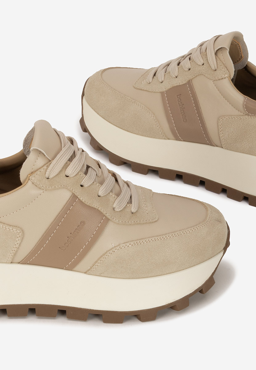 Béžové kožené dámské sneakersy Estellia