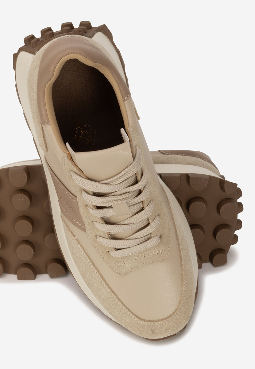 Béžové kožené dámské sneakersy Estellia