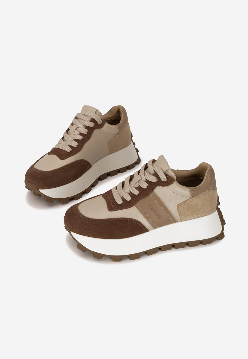 Hnedé kožené dámské sneakersy Estellia