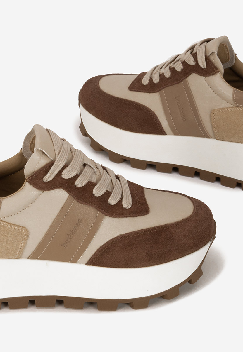 Hnedé kožené dámské sneakersy Estellia