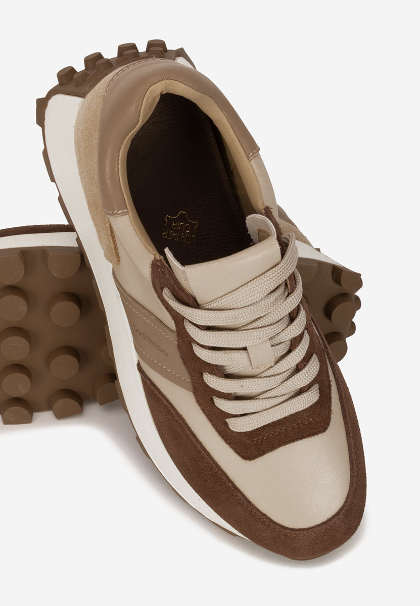 Hnedé kožené dámské sneakersy Estellia