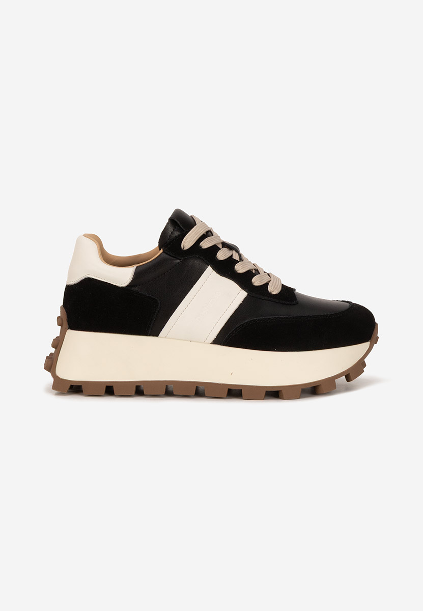Černé kožené dámské sneakersy Estellia