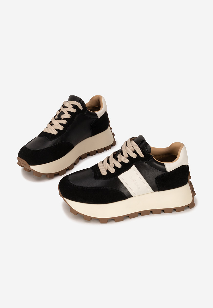Černé kožené dámské sneakersy Estellia