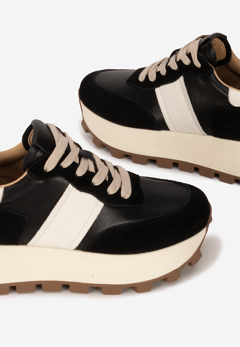 Černé kožené dámské sneakersy Estellia