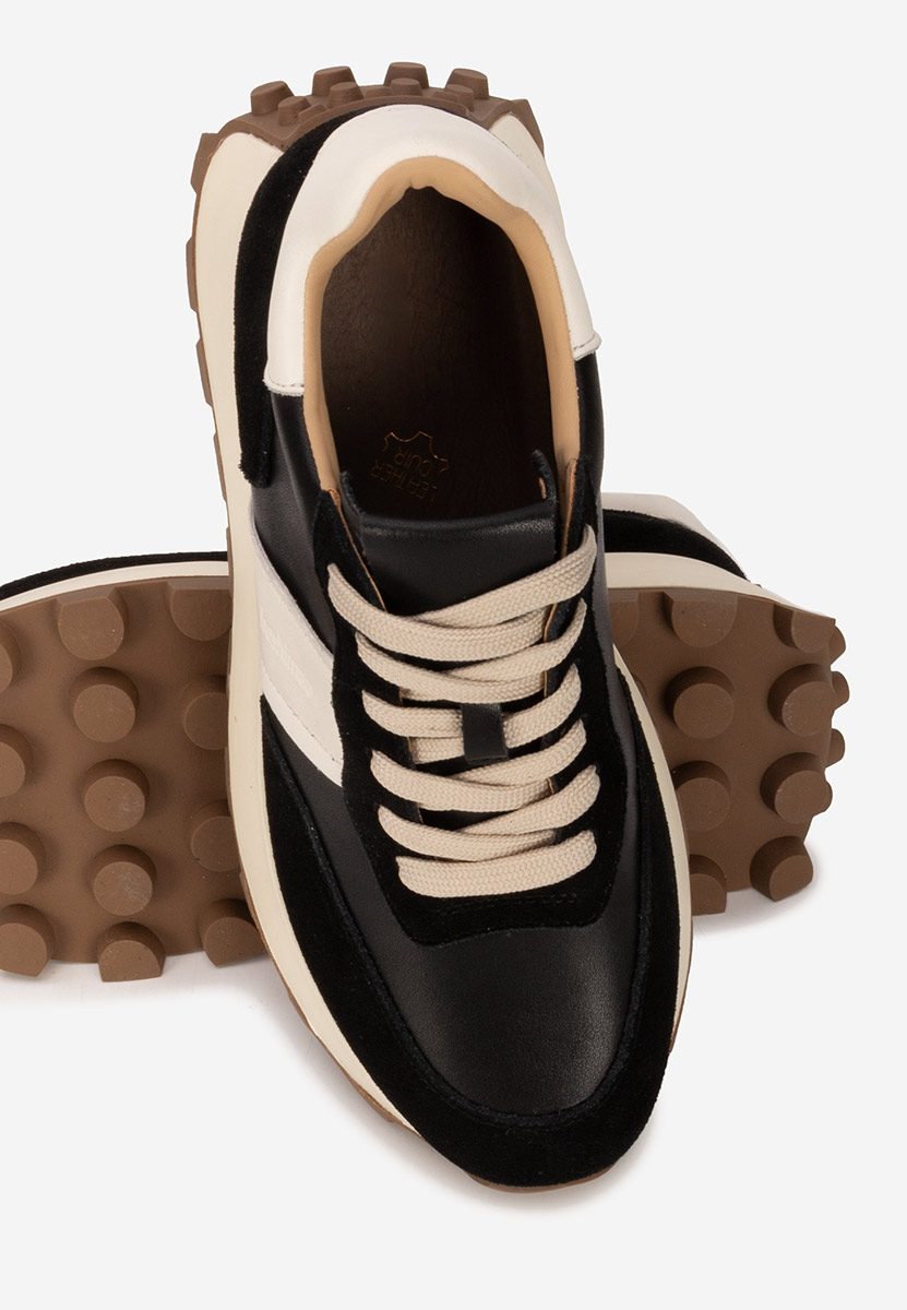 Černé kožené dámské sneakersy Estellia