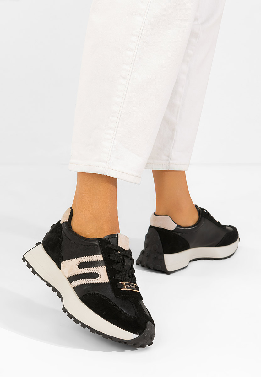 Černé kožené dámské sneakersy Sorellia