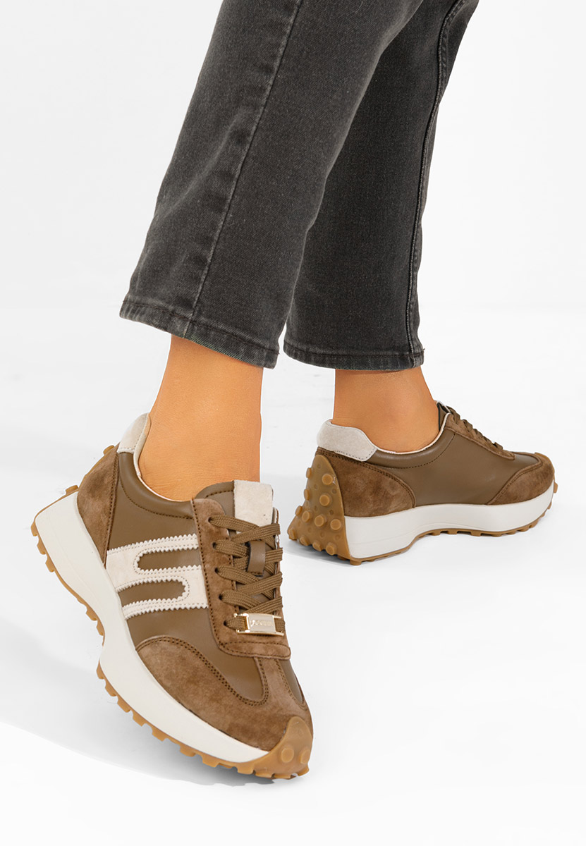 Hnedé kožené dámské sneakersy Sorellia